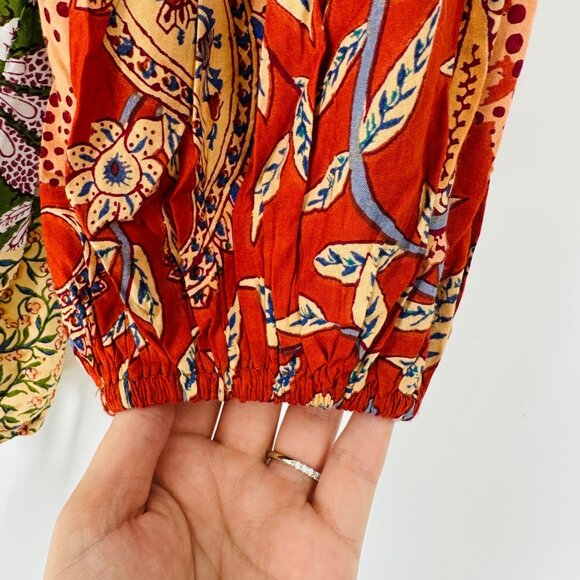 Anthropologie Womens Sonrisa Mixed Print Paisley Boho Tassel Top Blouse Size XS - Picture 5 of 10